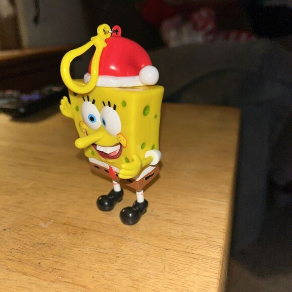 Spongebob Squarepants Key Chain Key Ring Christmas Santa Sponge Bob 2002 Viacom - Picture 2 of 3